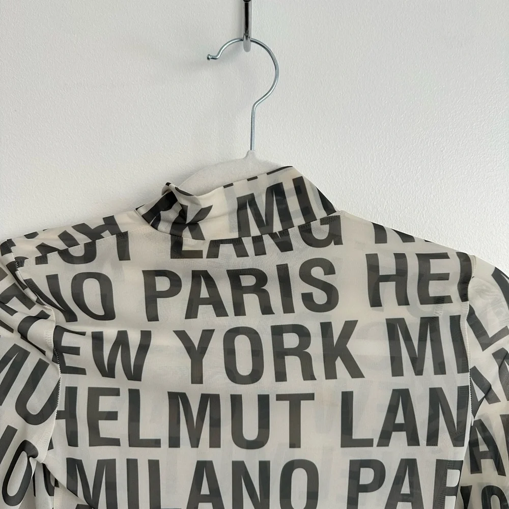 New With Tags Helmut Lang Black Logo Print Long Sleeve Top on Cream - Picture 10 of 14